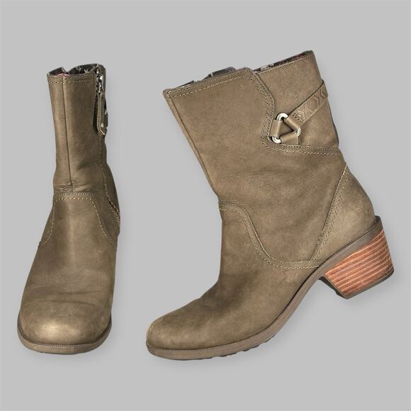 Teva Shoes - TEVA FOXY MID CALF Women’s Size 8 Boots Leather Olive Green Zipper